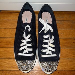 Miu miu blue suede sneakers.